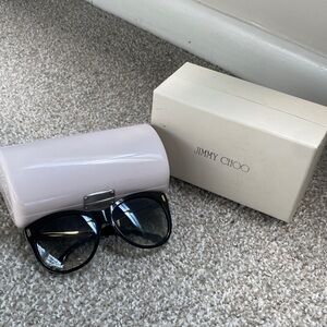 Jimmy Choo Black Oversized Cat-Eye Women's Sunglasses